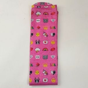 Pink sparkly Emoji tube socks